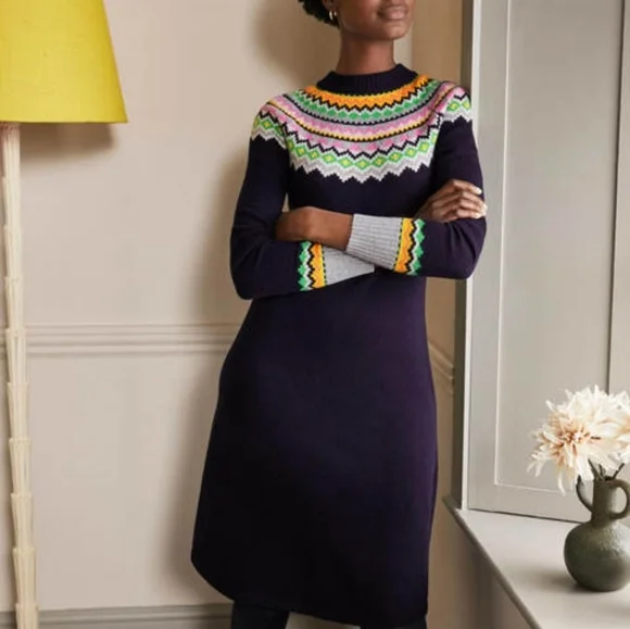 Boden | Dresses | Boden 6 6l Millie Fairisle Alpaca Wool Knit Dress |  Poshmark